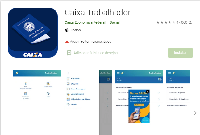 Baixar O Aplicativo Que Verifica O Saldo Do Seguro Desemprego? Baixar O Aplicativo Que Verifica O Saldo Do Seguro Desemprego / Fonte: Google Play