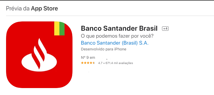 Como Baixar O Aplicativo Do Santander Para Consultar Saldo No Celular? (Fonte: App Store)