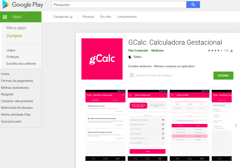 Aplicativo Android Para Calcular Semanas De Gestação Fonte: Google Play