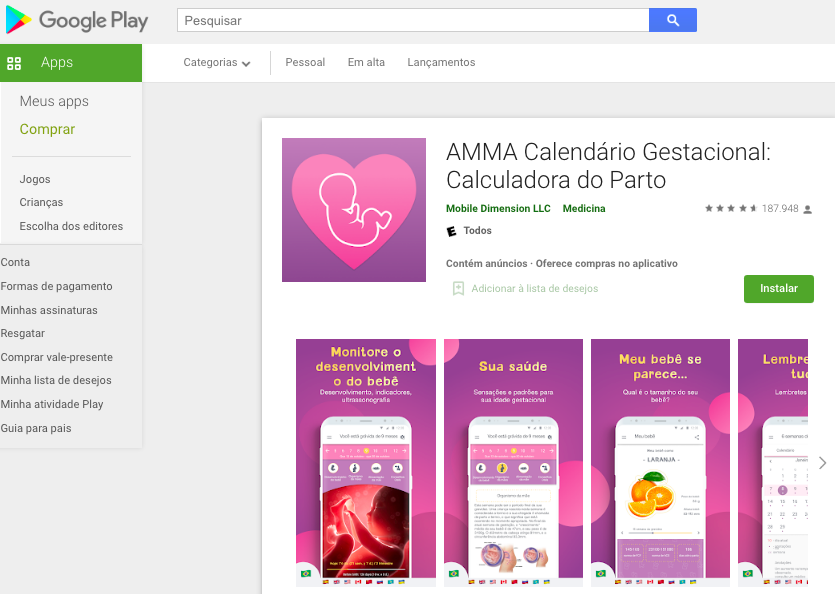 Aplicativo Android Para Calcular Semanas De Gestação Fonte: Google Play