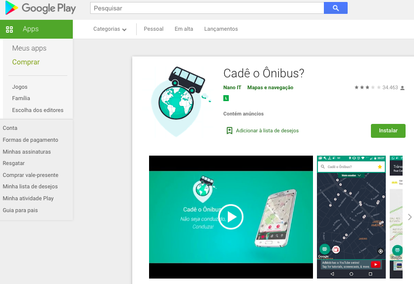 Aplicativo Para iPhone Para Ver Onde O Ônibus Está Fonte: Google Play