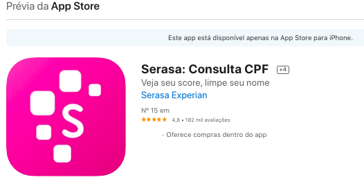 Aplicativo Para iPhone Para Ver Score Do CPF Aplicativo Para iPhone Para Ver Score Do CPF Fonte: App Store