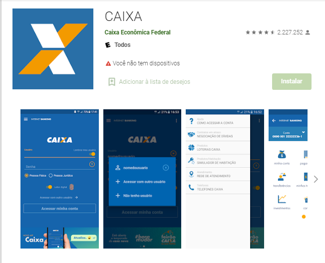 Como Cadastrar Meu Celular No Internet Banking Da Caixa Econômica Federal? Fonte: Google Play